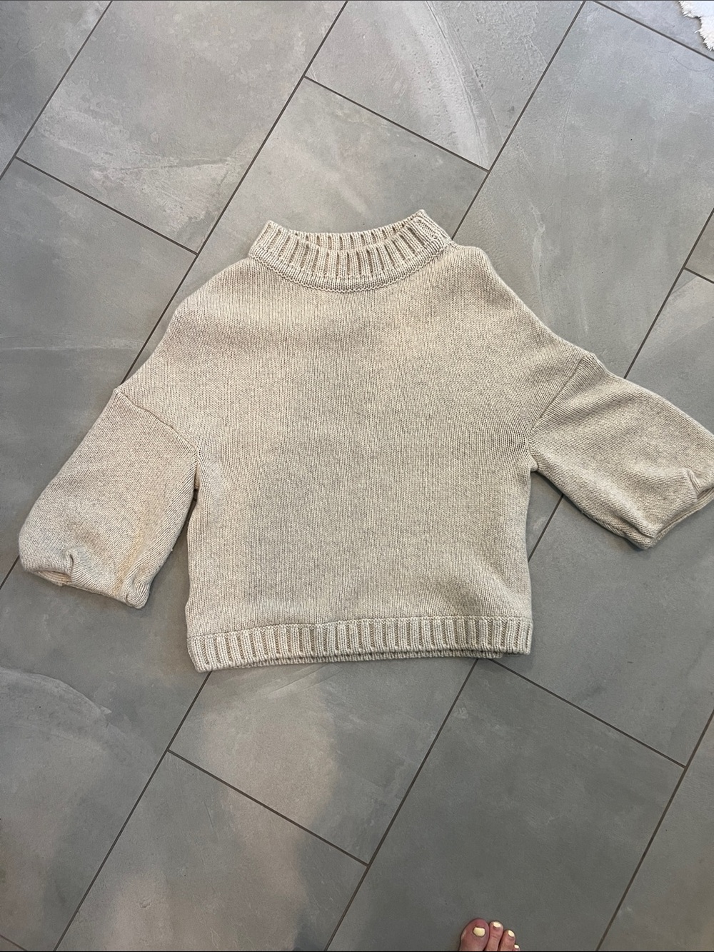Marni Stone Beige Short-Sleeve Turtleneck Sweater